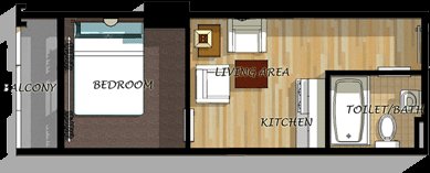 Harton Tower 1BR Layout