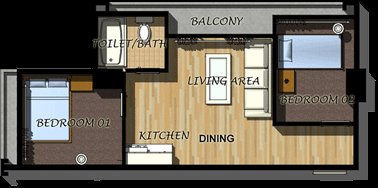 Harton Tower 2BR Layout