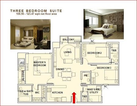 The Address - 3BR unit layout